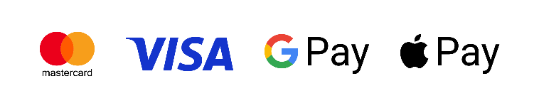 Mastercard, Visa, Google Pay and Apple Pay accepted